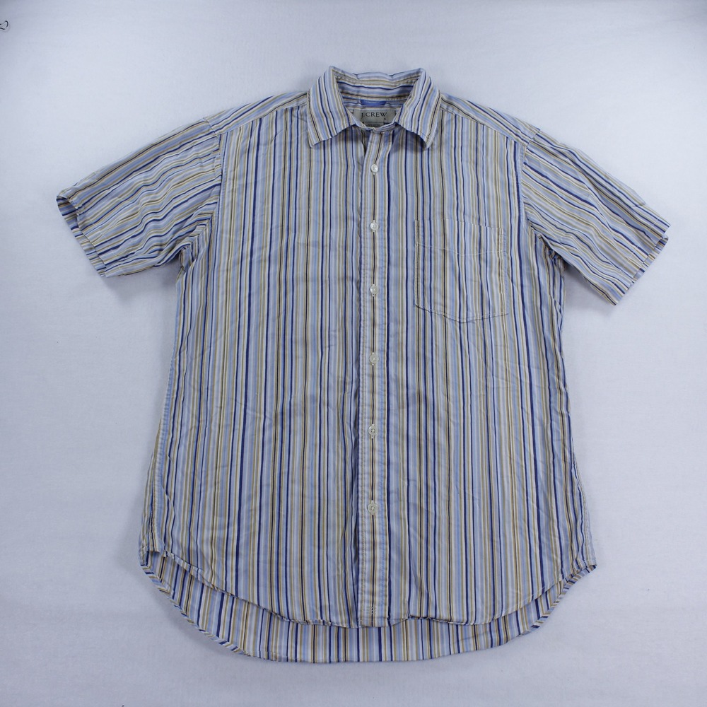J.Crew Men's Small S Short Sleeve Button Down Shirt Striped Cotton Mauritius